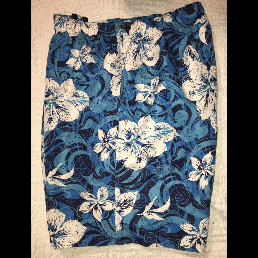 Liquid wave tropical swim trunks